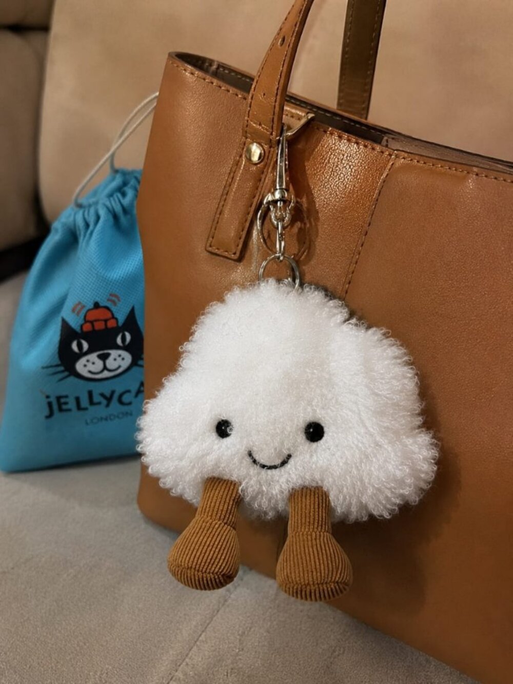 Jellycat Cloud Plush Stuffed Animal Keychain Bag Charm - Picture 5 of 5